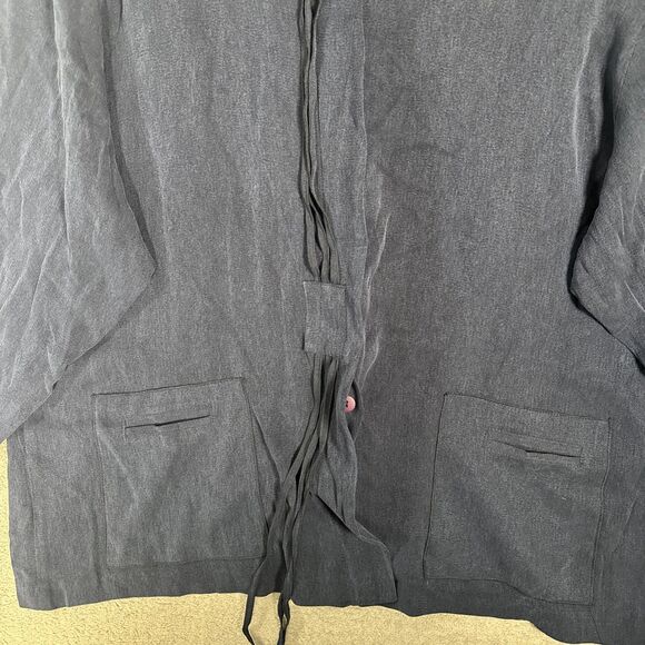 Vintage Design Todays Tunic Top Women’s 2X Navy Blue Rayon Silk Lagenlook Boxy - Picture 8 of 16